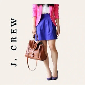 0424. J. CREW MINI SKIRT WITH SCALLOPED TRIM ON TOP SIZE 0 PURPLE IN COLOR